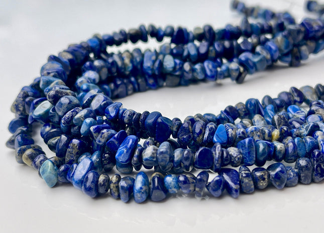 5-8 mm Natural Dark Blue Lapis Gemstone Beads Irregular Chips Shape #4392