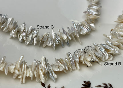 5x9-20 mm AA Very Rare Natural White Color Keshi Freshwater Pearl Beads Center Drilled Cornflakes Shape Keshi Chips Pearls #P2396