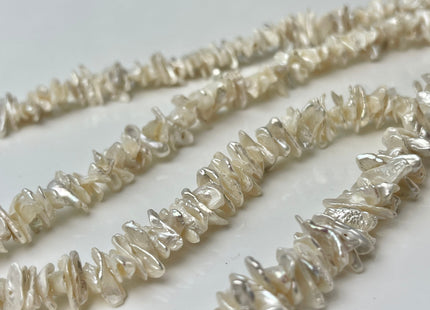 5x9-20 mm AA Very Rare Natural White Color Keshi Freshwater Pearl Beads Center Drilled Cornflakes Shape Keshi Chips Pearls #P2396