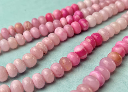 6-11 mm Smooth Rondelle Multi Pink Color Opal Gemstone Beads Genuine Natural Peruvian Blue Opal 8 Inches Strand #4372