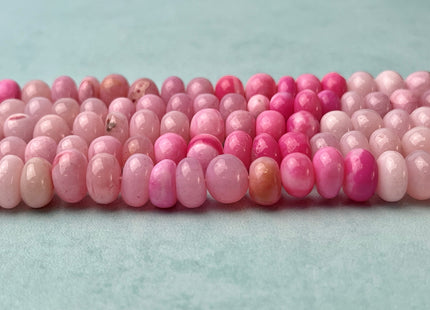 6-11 mm Smooth Rondelle Multi Pink Color Opal Gemstone Beads Genuine Natural Peruvian Blue Opal 8 Inches Strand #4372