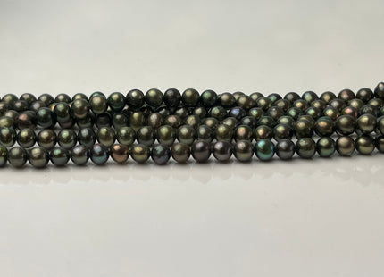 3.5-4 mm AA Dark Army Green Color Semi Round Freshwater Pearl Beads Genuine Small Tiny Freshwater Pearl #P2410