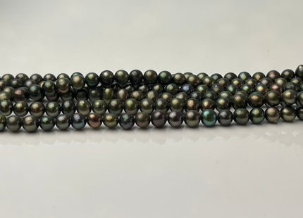 3.5-4 mm AA Dark Army Green Color Semi Round Freshwater Pearl Beads Genuine Small Tiny Freshwater Pearl #P2410