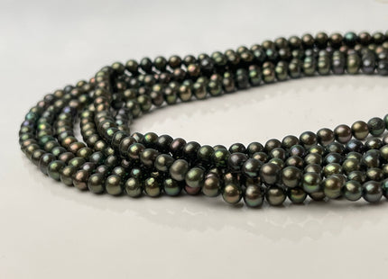 3.5-4 mm AA Dark Army Green Color Semi Round Freshwater Pearl Beads Genuine Small Tiny Freshwater Pearl #P2410