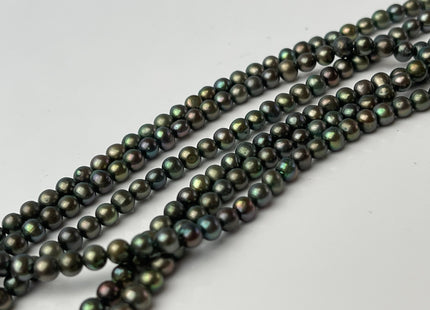 3.5-4 mm AA Dark Army Green Color Semi Round Freshwater Pearl Beads Genuine Small Tiny Freshwater Pearl #P2410