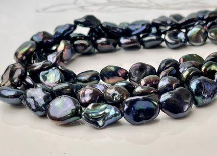 8-9x10-12 mm AAAA High Luster Dark Peacock Color Long Keshi Freshwater Pearl Beads Genuine Peacock Natural Keshi Nugget Pearls #P2411