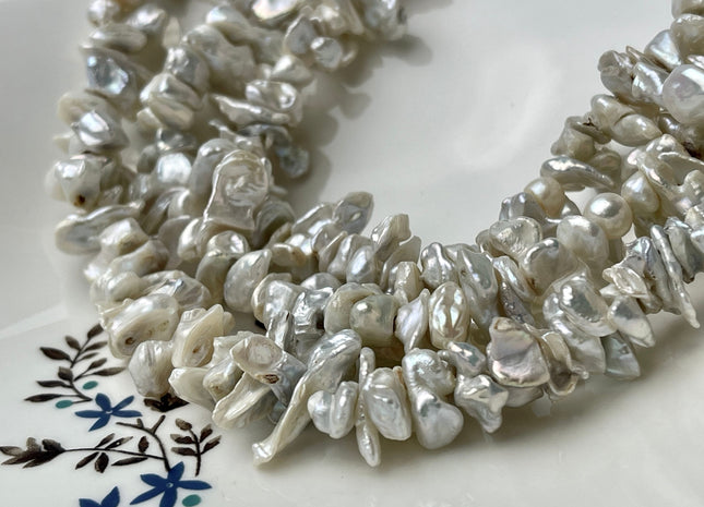 8x20 mm Natural White Double Keshi Freshwater Pearl Beads,Top Drilled Keshi Pearls, Rare Dancing Cultured Freshwater Pearls #1194
