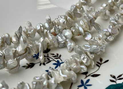 8x20 mm Natural White Double Keshi Freshwater Pearl Beads,Top Drilled Keshi Pearls, Rare Dancing Cultured Freshwater Pearls #1194
