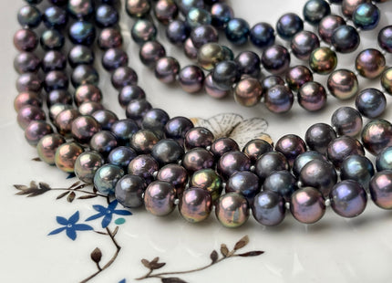 90 inches Genuine 8-8.5mm Peacock Potato Freshwater Pearl Necklace, Bridal Pearl Necklace, Wedding Necklace, Long Pearl Necklace #140