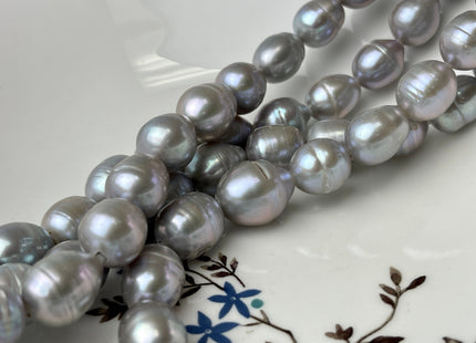 10x13 mm Half Strand Pinkish Gray Large Hole Freshwater Pearl Beads 2.2mm Hole Genuine Freshwater Pearls 8 Inches Strand #1076