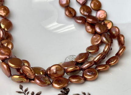 9 mm Or 10-11 mm AAA Orange Copper Color Coin Freshwater Pearl Beads High Luster Genuine Smooth And Round Freshwater Coin Pearls #1604
