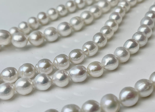 6.5-7mm AAA Natural White High Luster Edison Baroque Freshwater Pearl Beads Genuine Edison Baroque White Pearl #P2425