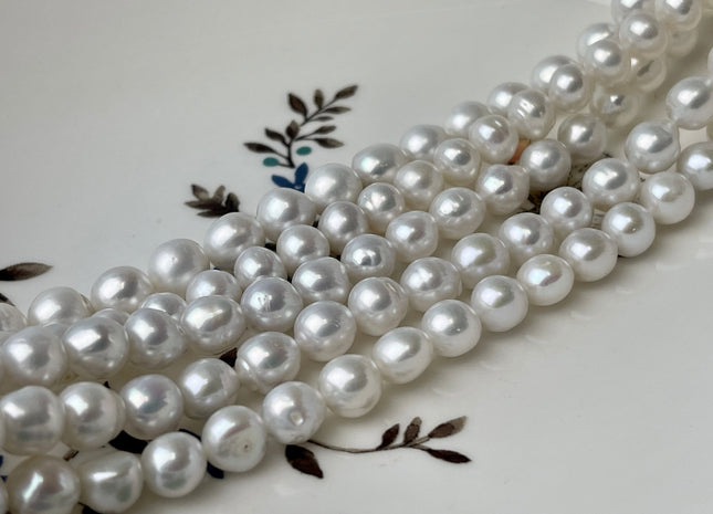 6.5-7mm AAA Natural White High Luster Edison Baroque Freshwater Pearl Beads Genuine Edison Baroque White Pearl #P2425