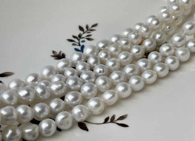 6.5-7mm AAA Natural White High Luster Edison Baroque Freshwater Pearl Beads Genuine Edison Baroque White Pearl #P2425