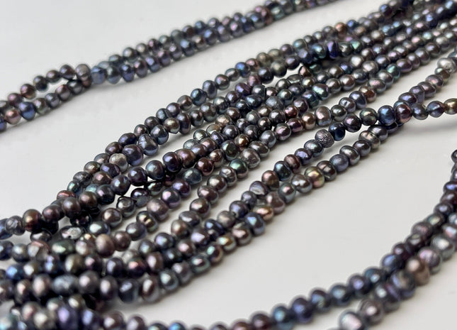 2x3 mm Dark Peacock Potato Nugget Freshwater Pearl Beads Genuine Small Tiny Freshwater Pearls 133 Beads B Grade #P2426