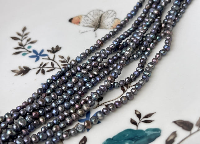 2x3 mm Dark Peacock Potato Nugget Freshwater Pearl Beads Genuine Small Tiny Freshwater Pearls 133 Beads B Grade #P2426