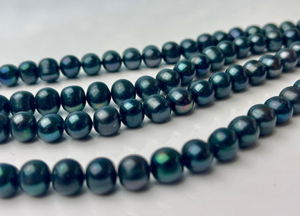 7.5-8 mm 9-9.5 mm AA Prussian Blue Color Semi-Round / Potato Freshwater Pearls, Genuine Freshwater Pearl Beads #1191