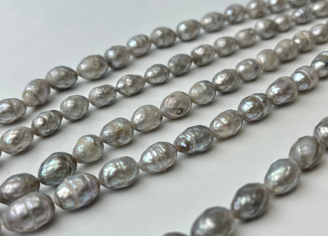 7x10 mm AA Silver Gray Faceted Rice/Oval Freshwater Pearl Beads Limited Edition Genuine Faceted Rice Pearl 36 Beads #P2430