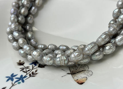7x10 mm AA Silver Gray Faceted Rice/Oval Freshwater Pearl Beads Limited Edition Genuine Faceted Rice Pearl 36 Beads #P2430