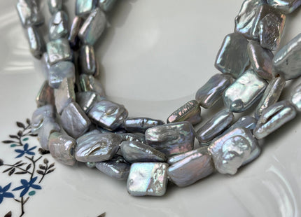 12x15 mm AA Gray Color Rectangle Coin Freshwater Pearl Beads Genuine Freshwater Pearl 25-27 Beads #P2416