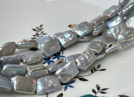 12x15 mm AA Gray Color Rectangle Coin Freshwater Pearl Beads Genuine Freshwater Pearl 25-27 Beads #P2416