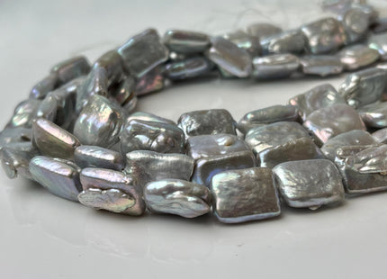 12x15 mm AA Gray Color Rectangle Coin Freshwater Pearl Beads Genuine Freshwater Pearl 25-27 Beads #P2416