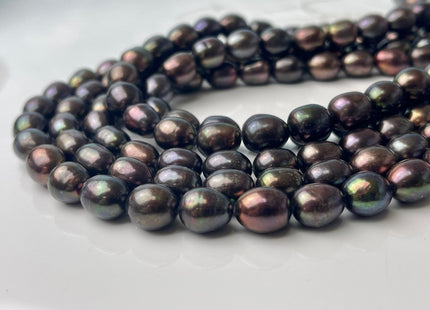 8-9x12 mm Or 10-11x14 mm Purple Brown Peacock Color Freshwater Pearls Rice/Oval Shape Pearl Beads Genuine Iridescent Peacock Pearls #1432