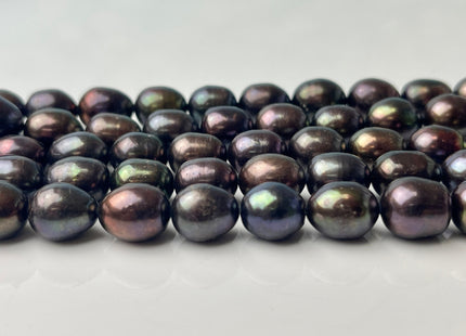 8-9x12 mm Or 10-11x14 mm Purple Brown Peacock Color Freshwater Pearls Rice/Oval Shape Pearl Beads Genuine Iridescent Peacock Pearls   #1432