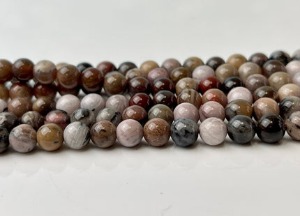 4mm 6mm 8mm 10mm AAA Smooth Round Natural Petrified Wood Beads Taupe Beige Brown Color High Quality Gemstone 15 Inches #4398