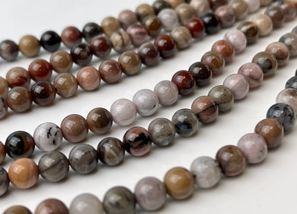 4mm 6mm 8mm 10mm AAA Smooth Round Natural Petrified Wood Beads Taupe Beige Brown Color High Quality Gemstone 15 Inches #4398