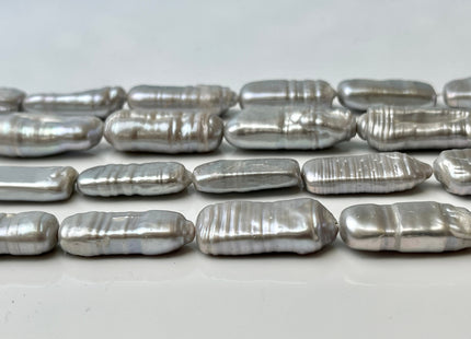 10x22-24 mm Gray Color Rectangle Coin Freshwater Pearls Genuine Rectangle Coin Freshwater Pearl 15-16 Beads #P2442