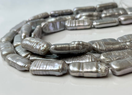10x22-24 mm Gray Color Rectangle Coin Freshwater Pearls Genuine Rectangle Coin Freshwater Pearl 15-16 Beads #P2442
