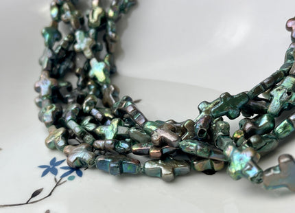 10x15mm Olive Green Cross Coin Freshwater Pearl Beads Genuine High Luster Green Cross Freshwater Pearl 28 Beads B Grade #P2434