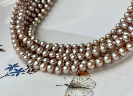 5.5-6 mm AAA Pink Champagne Color Potato Freshwater Pearl Beads Genuine High Luster Champagne Potato Pearl 75 Beads #P2436