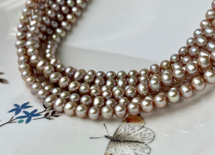 5.5-6 mm AAA Pink Champagne Color Potato Freshwater Pearl Beads Genuine High Luster Champagne Potato Pearl 75 Beads #P2436