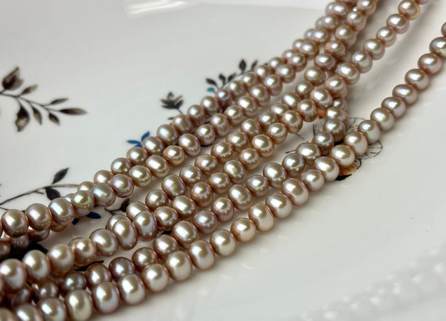 5.5-6 mm AAA Pink Champagne Color Potato Freshwater Pearl Beads Genuine High Luster Champagne Potato Pearl 75 Beads #P2436