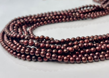 3.5-4 mm Dark Burgundy Red Color Freshwater Round Pearl Bead Genuine Dark Red Round Tiny Seed Freshwater Pearls 108 Beads #P2445