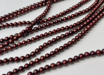 3.5-4 mm Dark Burgundy Red Color Freshwater Round Pearl Bead Genuine Dark Red Round Tiny Seed Freshwater Pearls 108 Beads #P2445