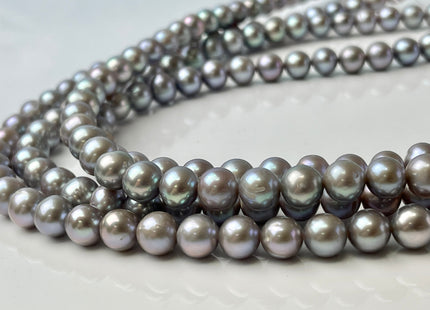 7.5-8.5 mm AAA Pinkish Gray Color Near Round Freshwater Pearl Beads Genuine High Luster Gray Freshwater Pearl 54 Beads #P2437