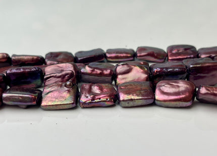 12x15 mm AA Dark Plum Pink Color Rectangle Coin Freshwater Pearl Beads Genuine Freshwater Pearl 28 Beads #P2420