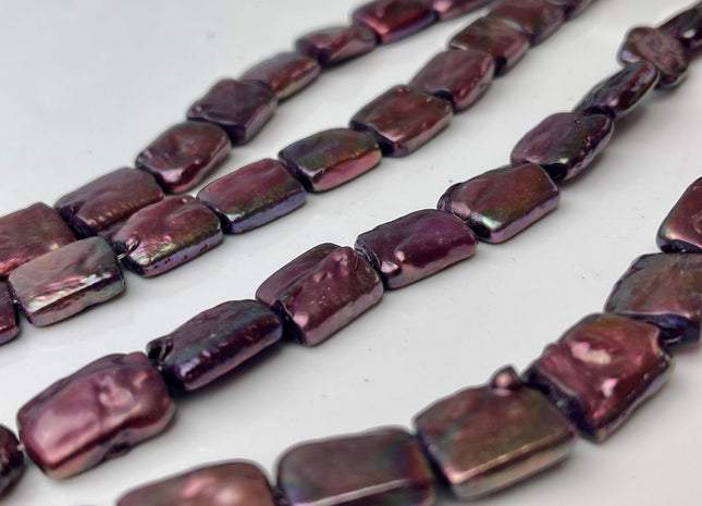 12x15 mm AA Dark Plum Pink Color Rectangle Coin Freshwater Pearl Beads Genuine Freshwater Pearl 28 Beads #P2420
