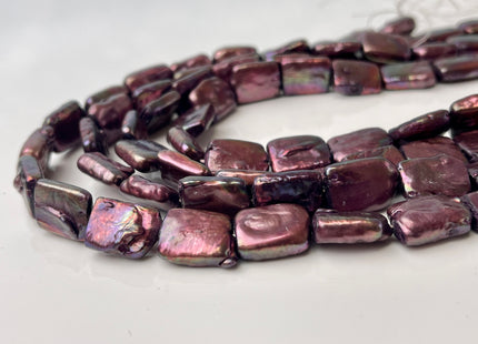 12x15 mm AA Dark Plum Pink Color Rectangle Coin Freshwater Pearl Beads Genuine Freshwater Pearl 28 Beads #P2420