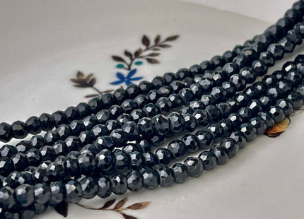 5 mm AAA Faceted Rondelle Black Spinel Beads Genuine Sparkle Black Tiny Gemstone Beads 13 Inches #4366