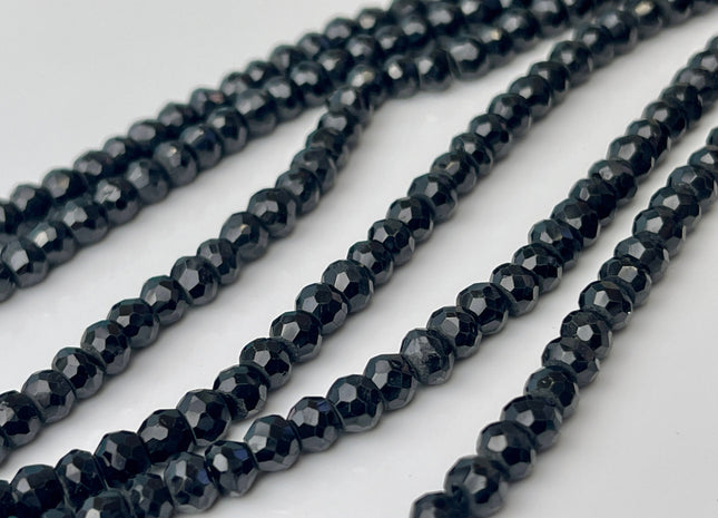5 mm AAA Faceted Rondelle Black Spinel Beads Genuine Sparkle Black Tiny Gemstone Beads 13 Inches #4366
