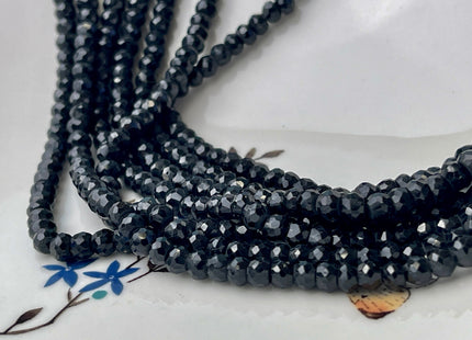 5 mm AAA Faceted Rondelle Black Spinel Beads Genuine Sparkle Black Tiny Gemstone Beads 13 Inches #4366