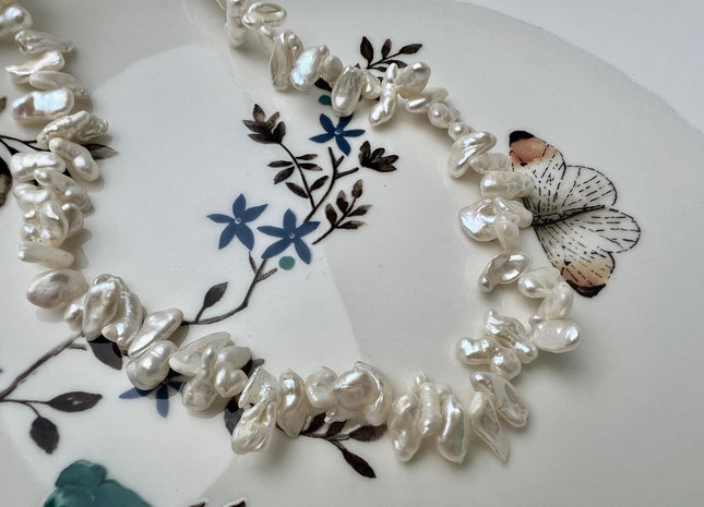 3-4x7-10 mm AA Natural White Keshi Freshwater Pearl Beads Top Drilled Genuine Natural White Keshi Pearls #P2446