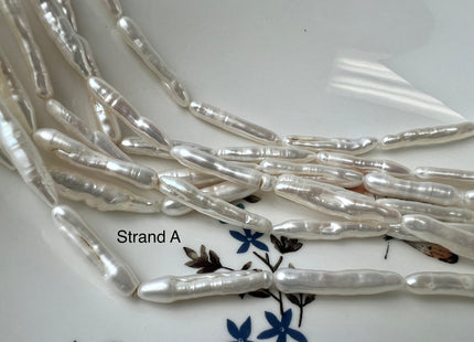 4-5x20-30mm Natural White Biwa Stick Freshwater Pearls Genuine Natural White Long Stick Pearls Freshwater Pearl Beads #P2291
