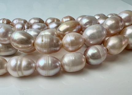 10x12-13 mm Natural Pink Color Freshwater Rice/Oval Large Hole Pearls Hole Size 2.2 mm Genuine Pink Mauve Color Pearls 32 Beads #P2451