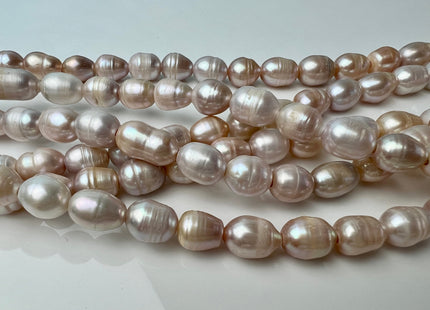 10x12-13 mm Natural Pink Color Freshwater Rice/Oval Large Hole Pearls Hole Size 2.2 mm Genuine Pink Mauve Color Pearls 32 Beads #P2451