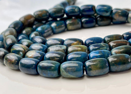 10x14 mm AAA Smooth Barrel Shape Blue Agate Gemstone Beads Natural Blue Green Brown Color Agate 14.5 Inches 25 Beads #4401